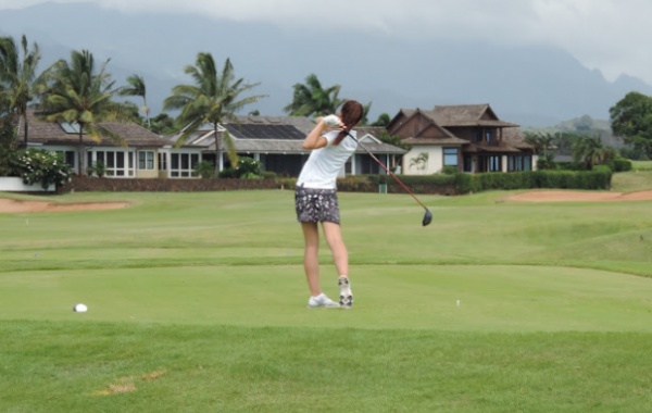 Laura na golfu při studiu v USA