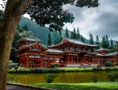 Hory a chrám Byodo-in na havajském Oahu