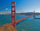 Panorama zálivu a visutého mostu Golden Gate v San Franciscu, Kalifornii v USA.